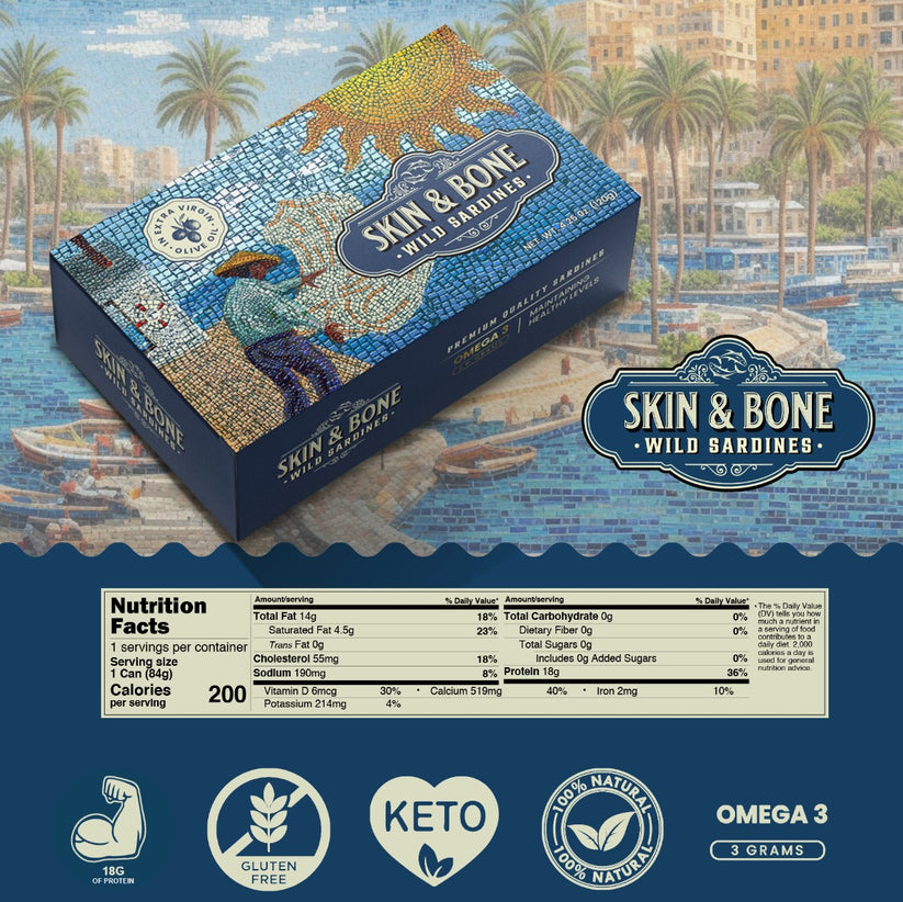 Skin And Bone Premium Wild Caught Sardines in Extra Virgin Olive Oil