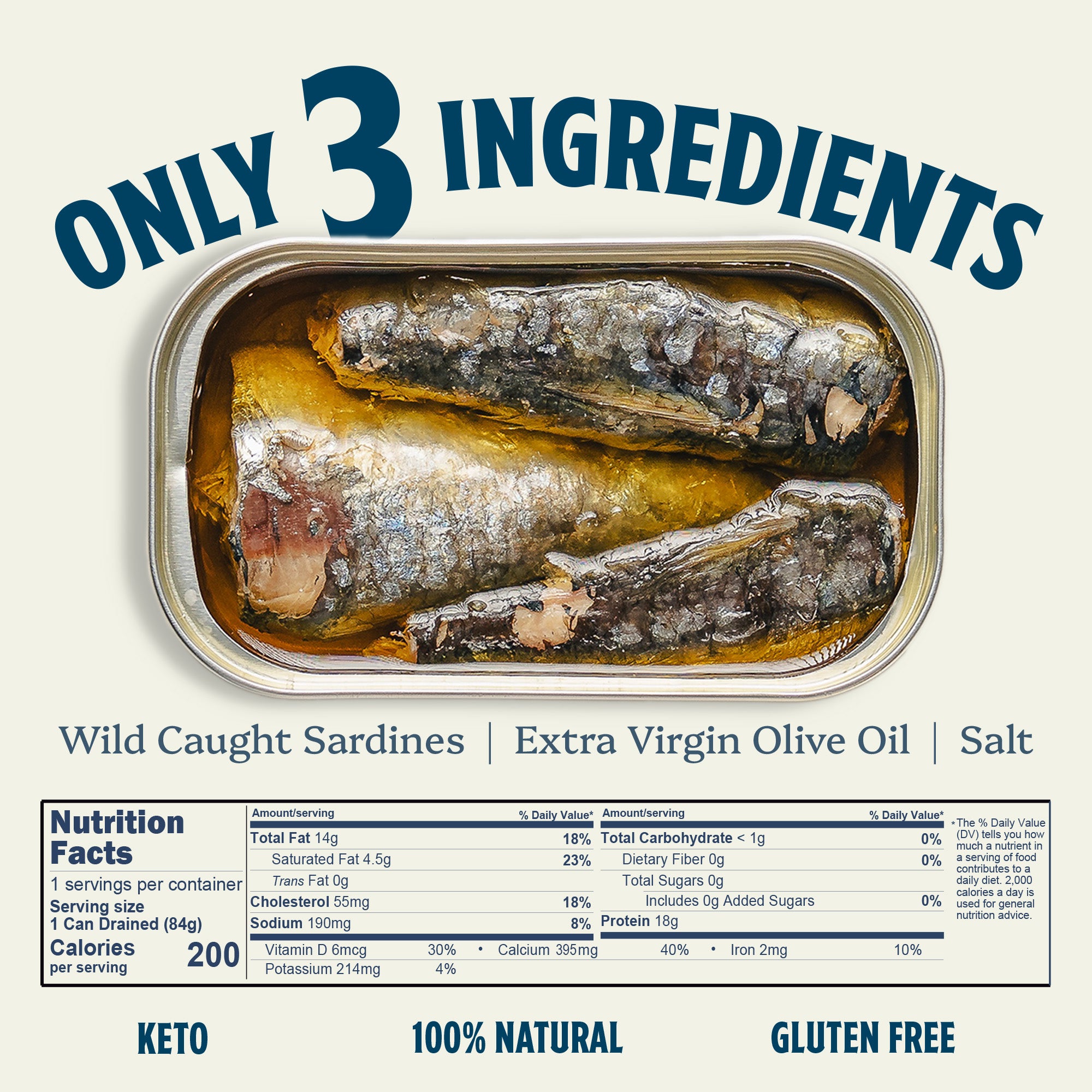 Skin And Bone Premium Wild Caught Sardines in Extra Virgin Olive Oil